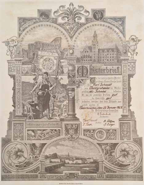 Brevet de maîtrise de Karl Schmidt